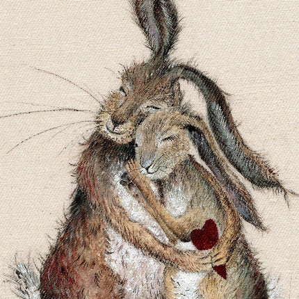 Artistic Love Themed Framed Print – Endearing 'Hares My Heart' Picture by Sarah Reilly - Ready to Hang Wall Art - Enchanting Home Décor – 37cm x 31cm