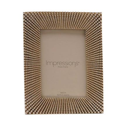 Widdop & Co. Sunburst Beaded Champagne Photo Frame 4 x 6 Inch - Decorative Resin Picture Frame - Freestanding Luxury Photo Display for Home Décor