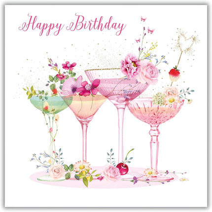 Birthday Card for Her – Floral Cocktails Design