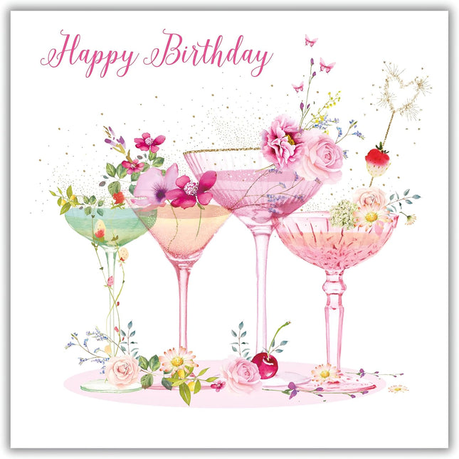 Birthday Card for Her – Floral Cocktails Design