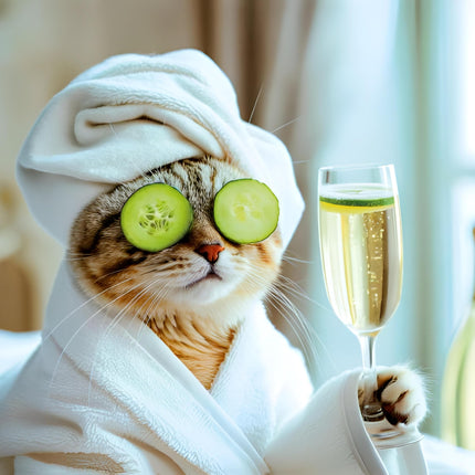 Funny Birthday / Blank Greeting Card - Blank Card for Women with Humorous Spa Day Cat Design - General Card Suitable for Any Occasion