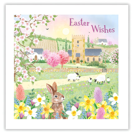 Easter Greeting Cards Pack of 6 - Happy Easter Cards with 6 Assorted Designs - Spring Flowers, Countryside and Cute - General Multipack for Family, Friends and Children - 127 x 127mm