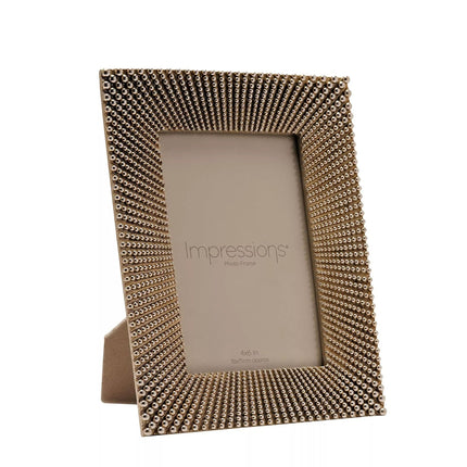 Widdop & Co. Sunburst Beaded Champagne Photo Frame 4 x 6 Inch - Decorative Resin Picture Frame - Freestanding Luxury Photo Display for Home Décor