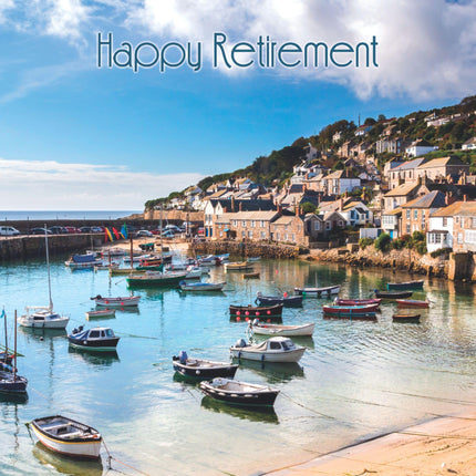 Retirement Card for Men - Scenic Coastal Village Design - Retirement Congratulations Greeting Card