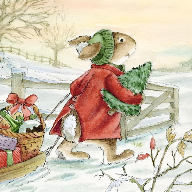 Charity Christmas Cards Pack of 10 - Charity Christmas Cards with Bunny Rabbit Delivering Presents - Eco-Friendly Xmas Cards Multipack with Envelopes