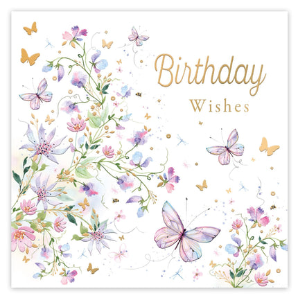 Birthday Card for Her, Lilac Butterflies & Flowers