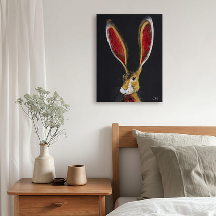 Artistic Hare Canvas Wall Art - 'Lewis' by Quinn Russell - Wildlife Themed Artwork - Ready to Hang Home Décor - 30cm x 40cm