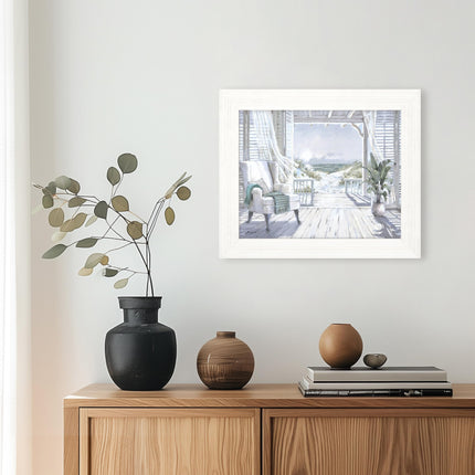 Artistic Coastal Framed Print – Beach Seascape Picture - ‘Sea View’ by Richard Macneil – Ready to Hang Wall Art - Seaside Themed Home Décor – 37cm x 31cm