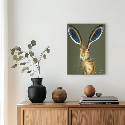 Artistic Hare Canvas Wall Art - 'Marley' by Quinn Russell - Wildlife Themed Artwork - Ready to Hang Home Décor - 30cm x 40cm