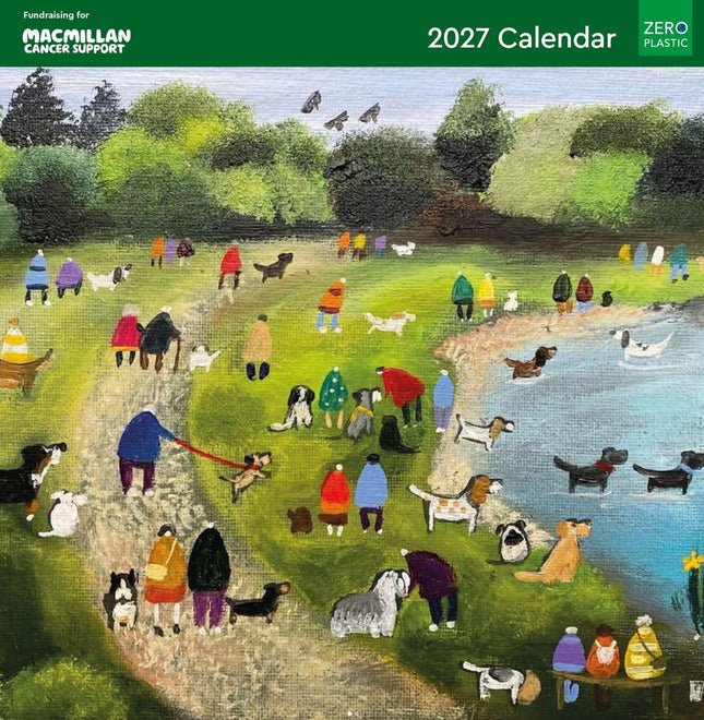 Dog Artwork 2027 Calendar - Month to View Macmillan Cancer Support Charity Wall Calendar UK - 2027 Wall Planner and Personal Organiser for Home and Office
