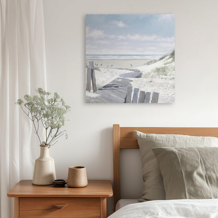 Coastal Scene Canvas Print - Pathway to the Beach II Painting by Richard Macneil - Contemporary Seaside Themed Artwork - 40 x 40cm