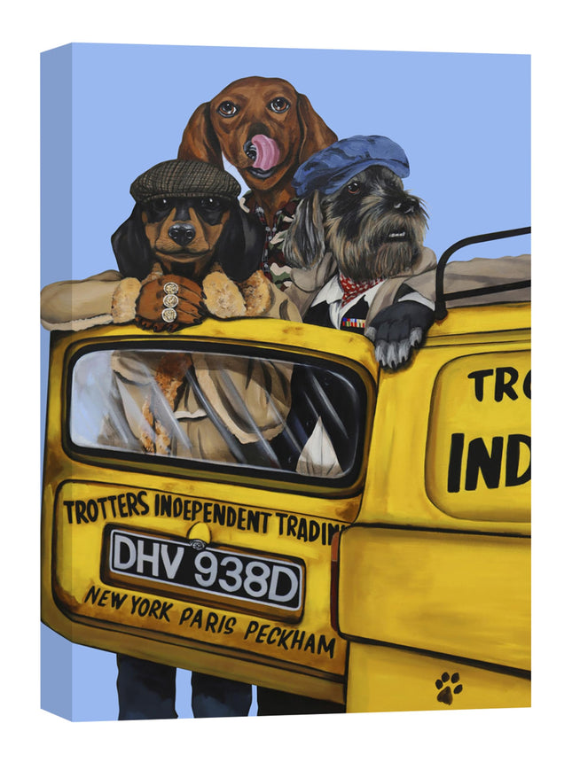Funny Dogs Canvas Wall Art - 'Only Fools' by Craig Kenny - Dog Themed Artwork - Ready to Hang Home Décor - 30cm x 40cm
