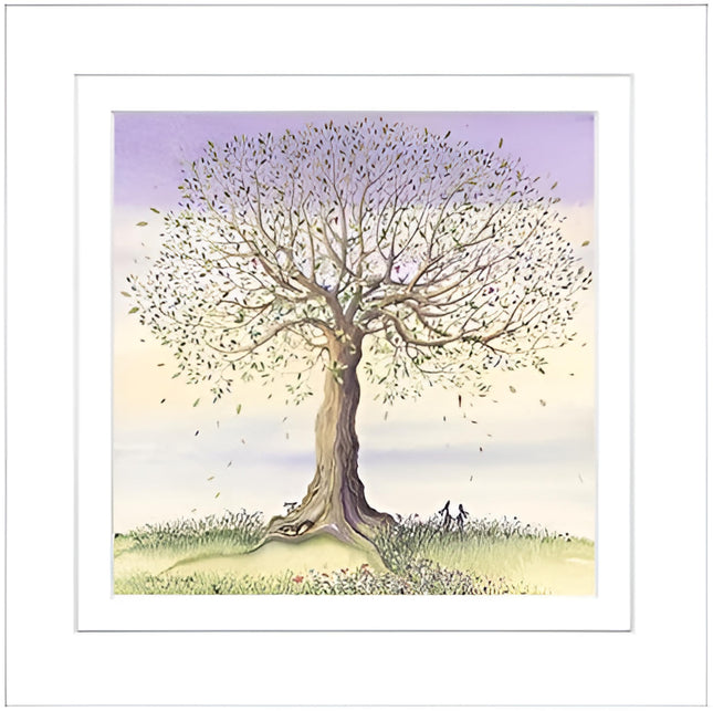 Tree & Rabbits Framed Print Wall Art - 'Last Carrot to Fall' by Catherine Stephenson - Delightful Nature Inspired Picture - Ready to Hang Home Décor - 33 x 33cm