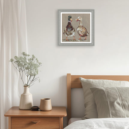 Framed Print Wall Art, 35 x 35cm, Duck Design by Nicola Jane Rowles
