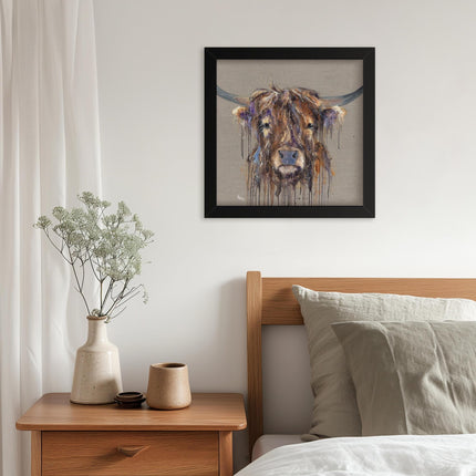 Small Framed Print - Sid the Highland Cow by Louise Luton