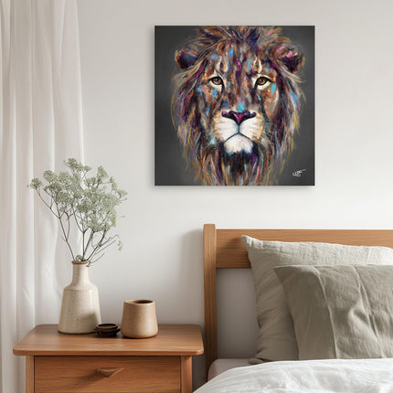 Lion Canvas Wall Art - 'Kendi' by Louise Luton - Wildlife Safari Themed Artwork - Ready to Hang Animal Home Décor - 40cm x 40cm
