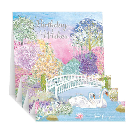 3D Pop Up Birthday Card for Her, Elegant Swans Design