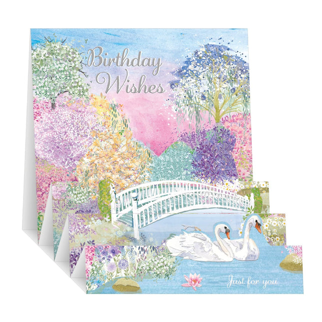 3D Pop Up Birthday Card for Her, Elegant Swans Design