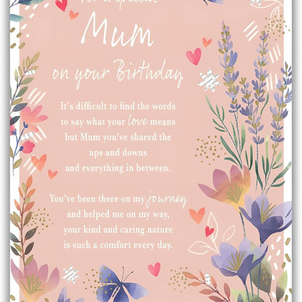 Birthday Card for Mum – Sentimental Floral & Butterfly Design
