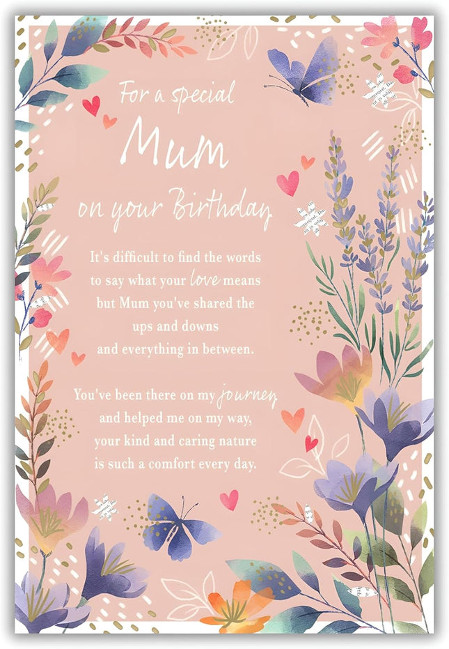 Birthday Card for Mum – Sentimental Floral & Butterfly Design