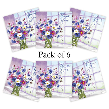 Thank You Notecards for Women Pack of 6 - Pretty Floral Design - Premium Greeting Cards Multipack with Envelopes - Eco-Friendly & Recyclable