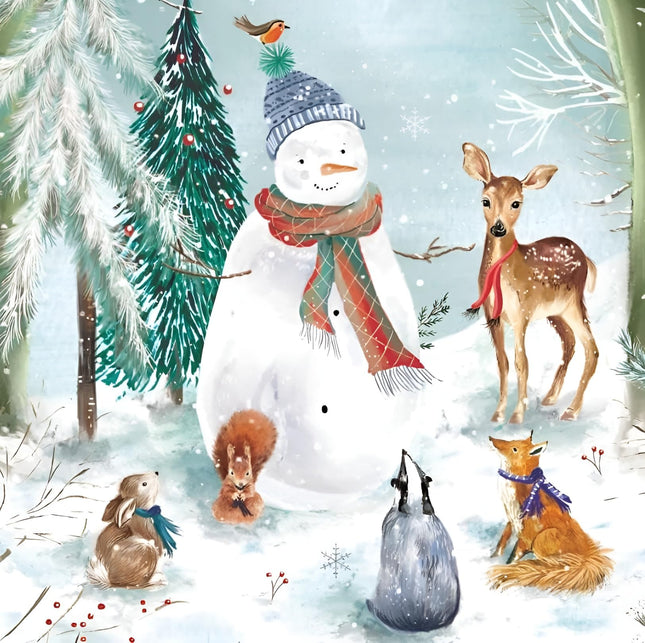 Charity Christmas Cards - Pack of 10 Premium Christmas Greeting Cards with Envelopes - Festive Snowman & Forest Animals - Supporting UK Charities