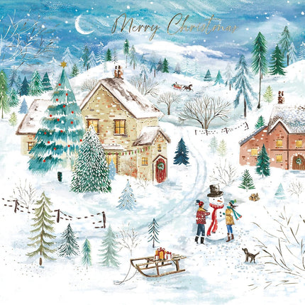 Charity Christmas Cards Pack of 6 - Charity Christmas Cards with a Snowy Village Scene - Eco-Friendly Xmas Cards Multipack with Envelopes