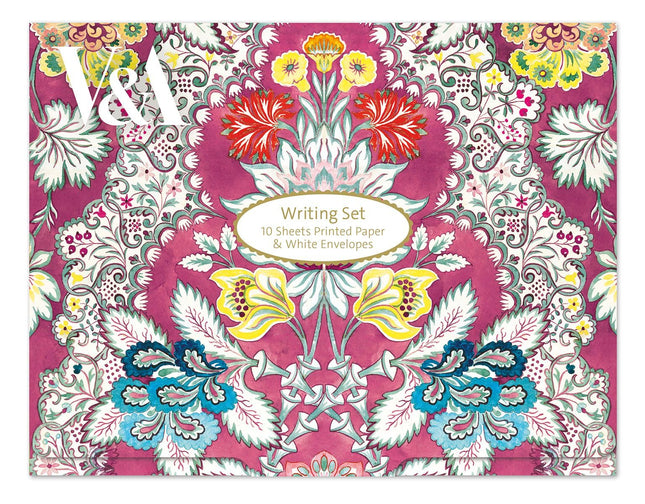 Writing Paper Set - 10 Sheets with Envelopes - Anna Maria Garthwaite 'Roccoco' Design - V&A Collection Stylish Stationery