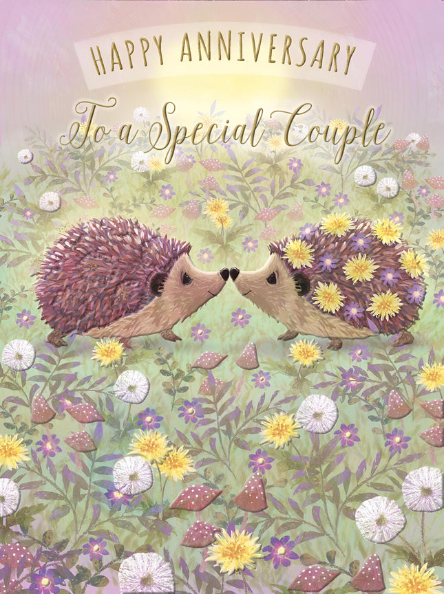 Anniversary Card for a Special Couple, Cute Hedgehogs Design