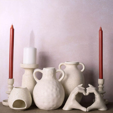 & Co. Hestia Ceramic Vase with Two Handles - Textured Effect in Neutral Tone - Decorative Vase for Home