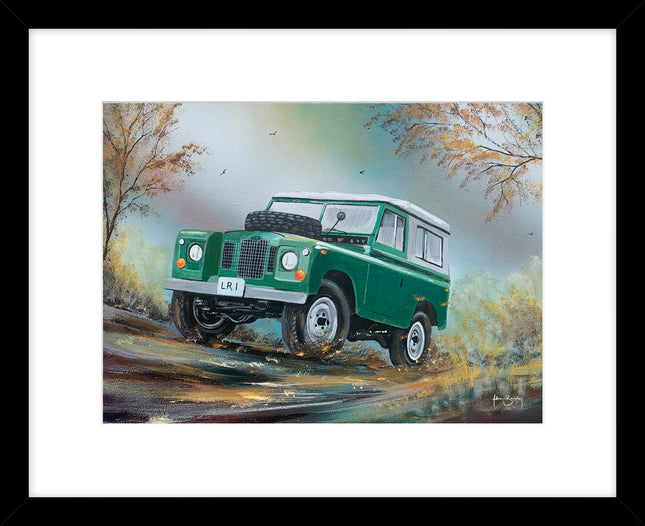 Land Rover Framed Print - Mud Slugger Painting by Adam Barsby - Car Themed Artwork - 53.5 x 43.5 cm