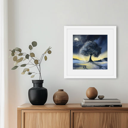 Framed Print Wall Art, 43 x 43cm, The Moon by Catherine J Stephenson