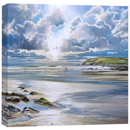 Coastal Scene Canvas Print - In the Distance I Painting by Duncan Palmar - Contemporary Seaside Themed Artwork - 40 x 40cm