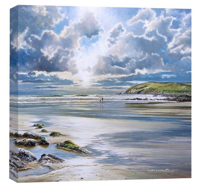 Coastal Scene Canvas Print - In the Distance I Painting by Duncan Palmar - Contemporary Seaside Themed Artwork - 40 x 40cm