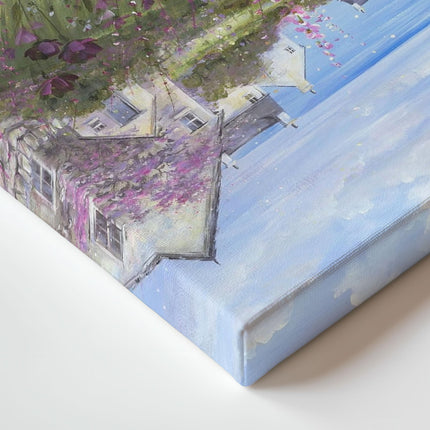 Artistic Coastal Scene Canvas Print - Summer Afternoon Painting by Diane Demirci - Contemporary Seaside Themed Artwork - Ready to Hang Home Decor - 40 x 40cm