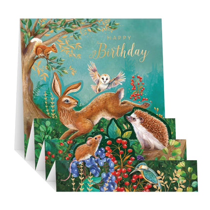 3D Pop Up Birthday Card, British Woodland Wildlife Design