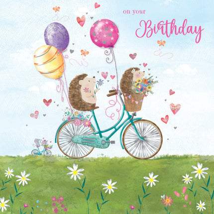 Birthday Card for Women or Girls - Cute Hedgehog Design - Artistic Birthday Greeting Card
