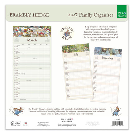 Brambly Hedge 2027 Family Organiser - Month to View Family Wall Calendar UK - 2027 Family Planner and Organiser for Home and Busy Households