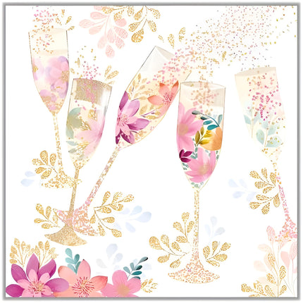 Female Birthday/Congratulations Card - Happy Birthday Card with Floral Cocktails Design and Foil Details - Birthday Card for Women