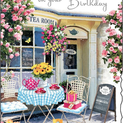 Birthday Card for a Special Friend – Floral Tea Rooms Design