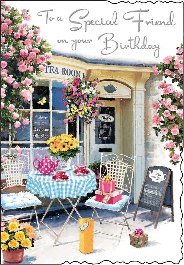 Birthday Card for a Special Friend – Floral Tea Rooms Design