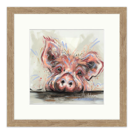 Pig Framed Print Wall Art, 26 x 26cm, Little Piggy by Ashley Saunders