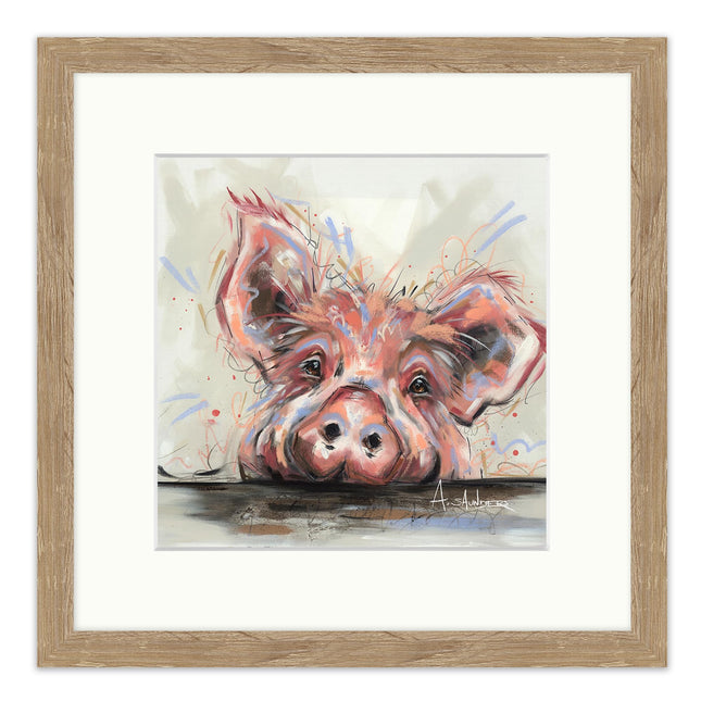 Pig Framed Print Wall Art, 26 x 26cm, Little Piggy by Ashley Saunders