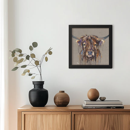 Small Framed Print - Sid the Highland Cow by Louise Luton