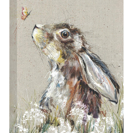 Artistic Hare & Butterfly Canvas Wall Art - 'Bella' by Nicola Jane Rowles - Wildlife Themed Artwork - Ready to Hang Home Décor - 30cm x 40cm