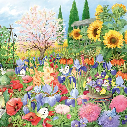 Birthday / Blank Greeting Card - Blank Card Women with Artistic Floral Garden and Butterly Design by Anne Searle - General Card Suitable for Any Occasion