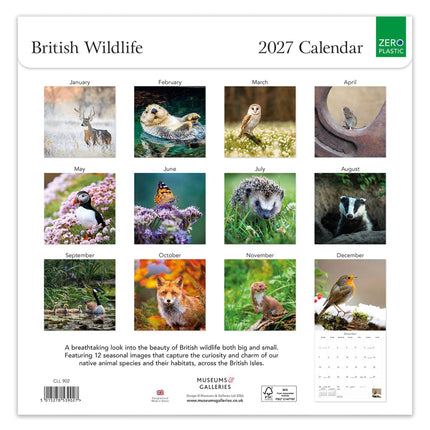 British Wildlife 2027 Calendar - Month to View Wall Calendar UK - 2027 Wall Planner and Personal Organiser for Home and Office