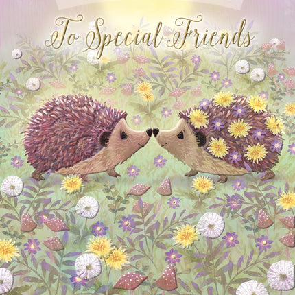 Special Friends Anniversary Card - Happy Anniversary Card with Cute Artistic Floral Hedgehog Design - Anniversary Card for a Special Couple