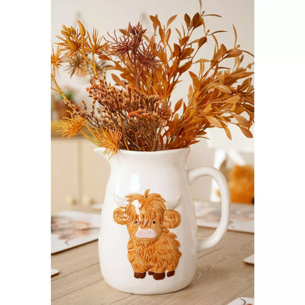 Widdop & Co. Ceramic Jug - Highland Cow Design - Charming Pitcher by Country Living