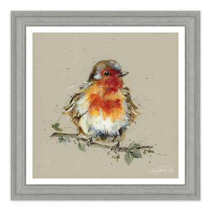 Framed Print Wall Art, 35 x 35cm, Red Red Robin by Nicola Jane Rowles